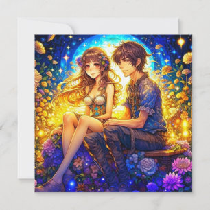 Tarjeta Día de San Valentín de pareja de anime romántico p