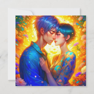 Tarjeta Día de San Valentín de pareja de anime romántico p
