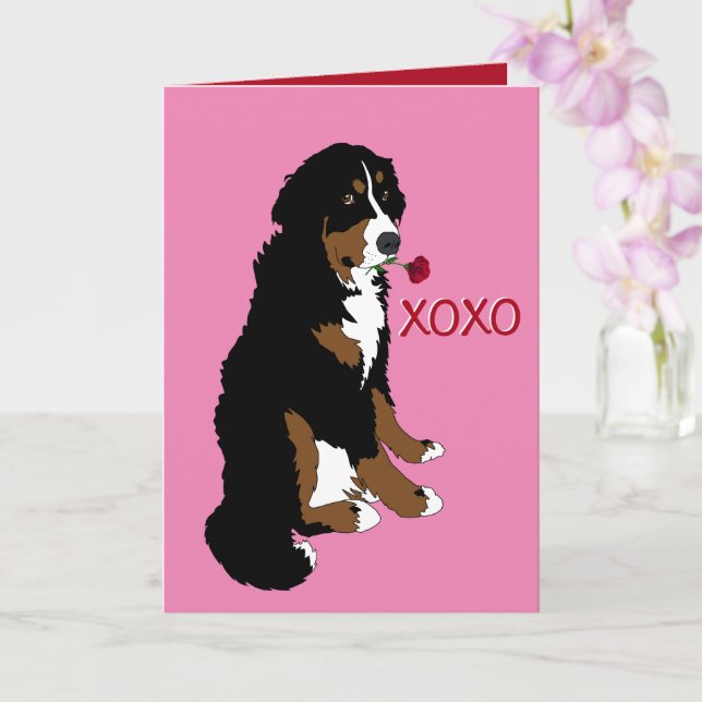 Tarjeta Día de San Valentín de perro de montaña de Bernese (Orquídea)