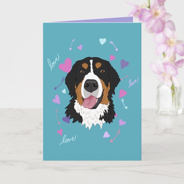 Tarjeta Día de San Valentín de Perro de Montaña de Bernese (Orquídea)