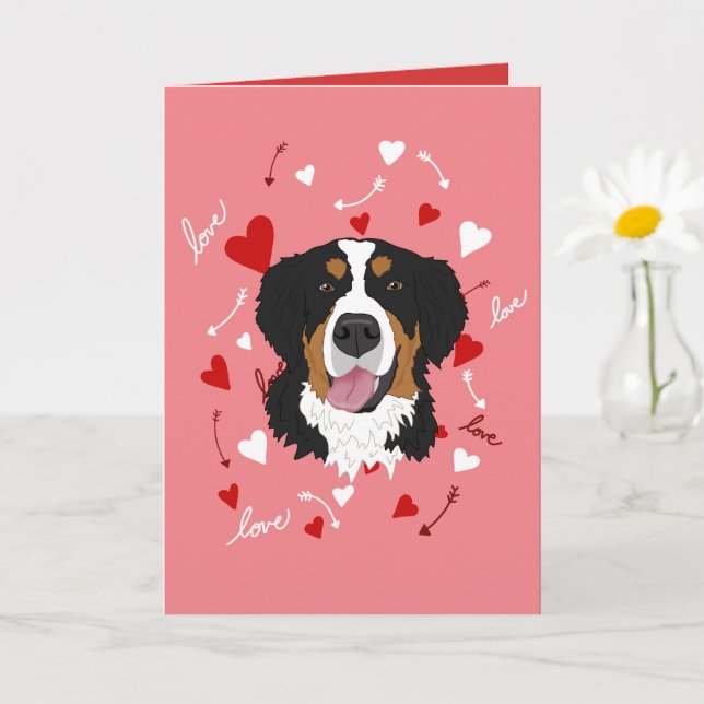 Tarjeta Día de San Valentín de Perro de Montaña de Bernese (Planta pequeña)