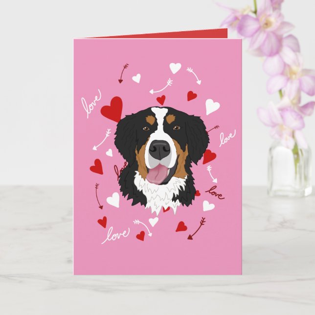 Tarjeta Día de San Valentín de Perro de Montaña de Bernese (Orquídea)