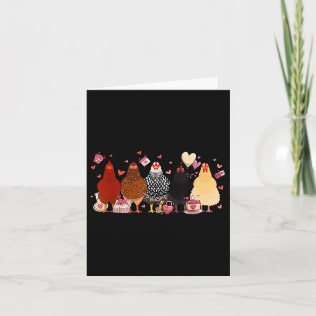 Tarjeta Día de San Valentín de pollo Tee Heart Animals Lov (Anverso)