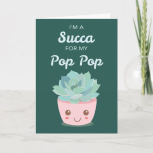 Tarjeta Día de San Valentín de Pop con Kawaii Succulent