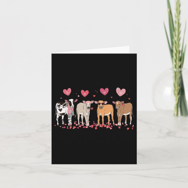 Tarjeta Día de San Valentín De Vaca Cute Para Wo (Anverso)