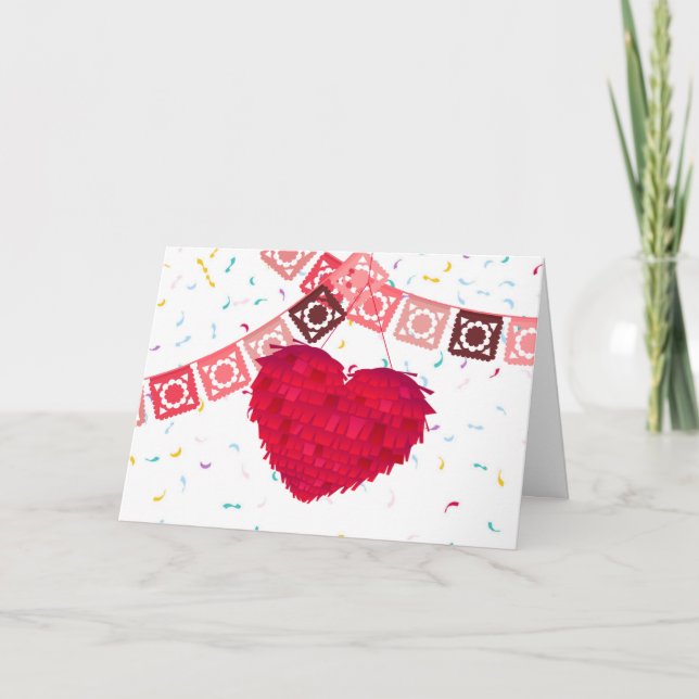 Tarjeta Día de San Valentín del Corazón Mexicano Pinata y  (Anverso)