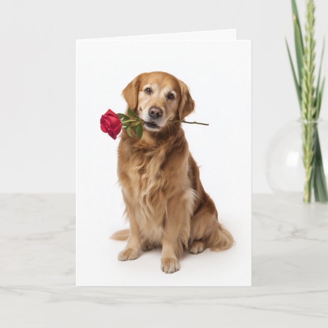 Tarjeta Día de San Valentín del Golden Retriever (Anverso)