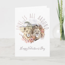 Tarjeta Día de San Valentín del León Amor Sahara Sabana