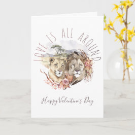 Tarjeta Día de San Valentín del León Amor Sahara Sabana
