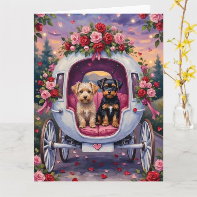 Tarjeta Día de San Valentín del perro Affenpinscher (flor amarilla)