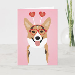 Tarjeta Día de San Valentín del perro Corgi