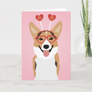 Tarjeta Día de San Valentín del perro Corgi
