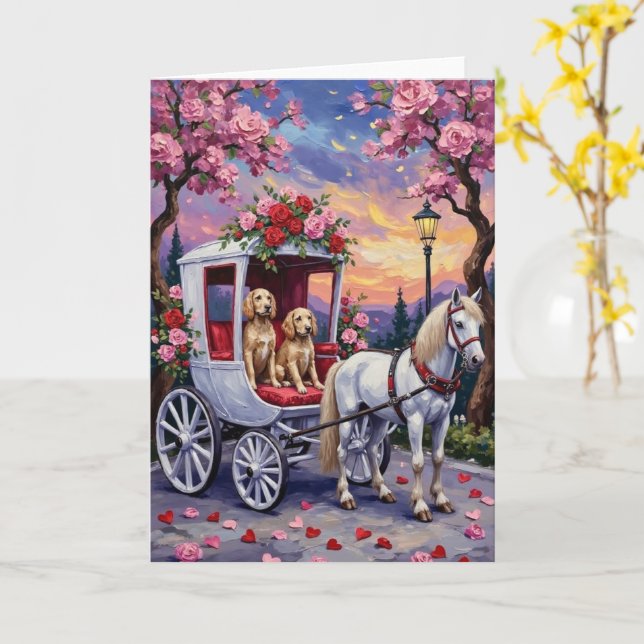 Tarjeta Día de San Valentín del perro Setter Inglés (flor amarilla)