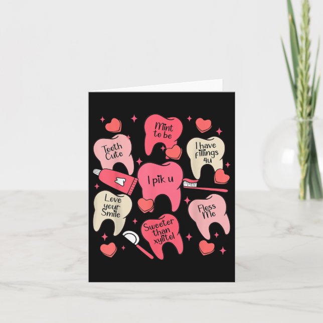 Tarjeta Día de San Valentín Dental Gracioso Diente Abrazo  (Anverso)