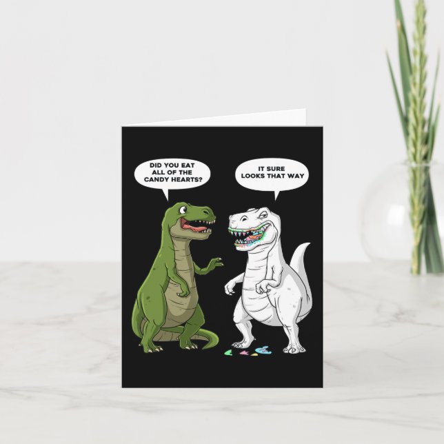 Tarjeta Día de San Valentín Dinosaur T Rex Fun Hearts Chic (Anverso)