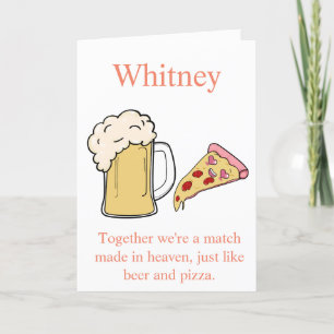 Tarjeta Día de San Valentín divertida de cerveza y