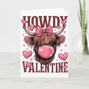 Tarjeta Día de San Valentín divertido Howdy Highland Cow