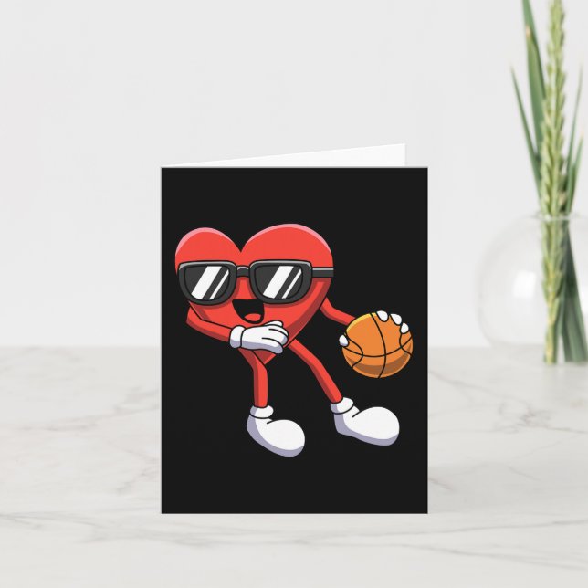 Tarjeta Día de San Valentín divertido Jugando al Basketbal (Anverso)