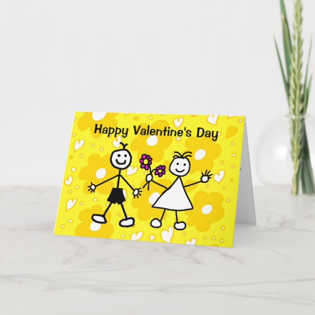 Tarjeta Día de San Valentín divertido niño niña (Anverso)