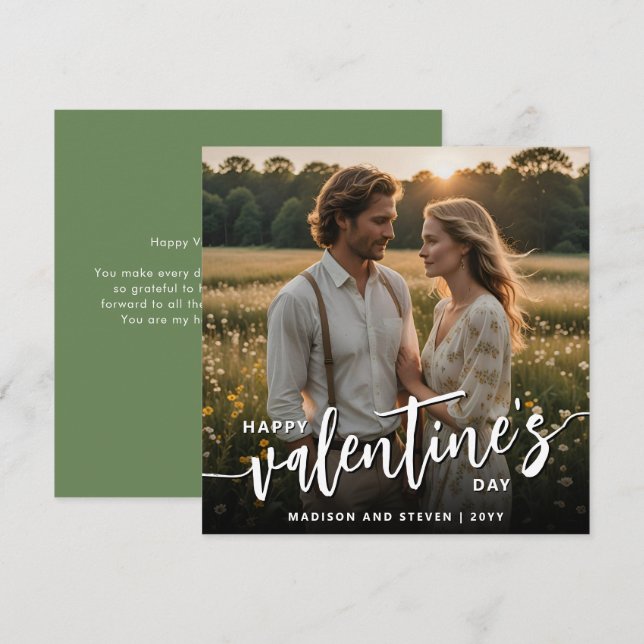 Tarjeta Día de San Valentín Elegante Foto Personalizada (Anverso / Reverso)