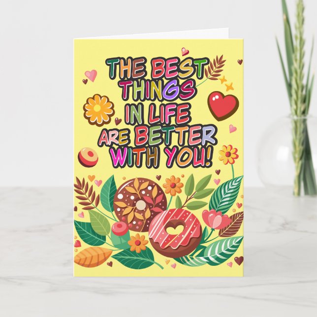 Tarjeta Día de San Valentín en el salón de clase: Donas y  (Anverso)