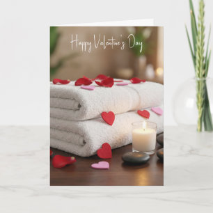 Tarjeta Día de San Valentín en el spa con corazones