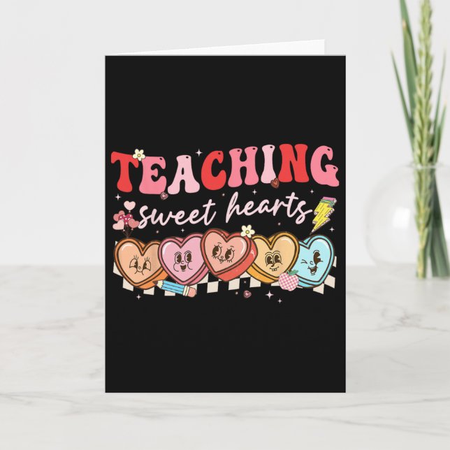 Tarjeta Día de San Valentín Enseñando Corazones Dulces Pro (Anverso)