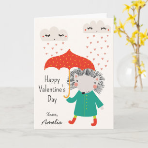 Tarjeta Día de San Valentín Erizo Lindo Aula de Niños