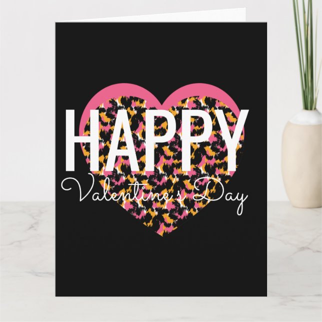 Tarjeta Día de San Valentín Estampado Animal Corazón (Anverso)