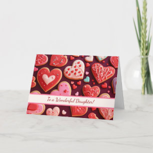 Tarjeta Día de San Valentín Feliz Hija con Galletas Escarc