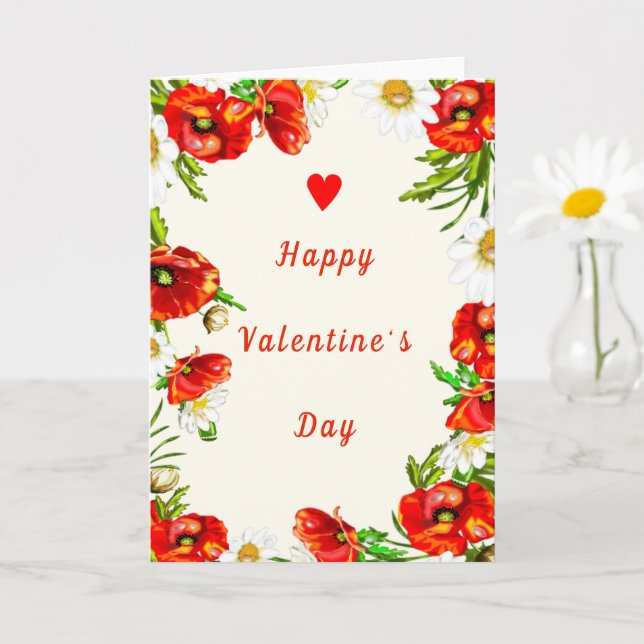 Tarjeta Día de San Valentín Floral Romántica (Planta pequeña)