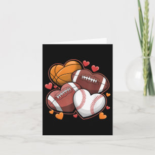 Tarjeta Día de San Valentín Fútbol Baloncesto Béisbol Cora