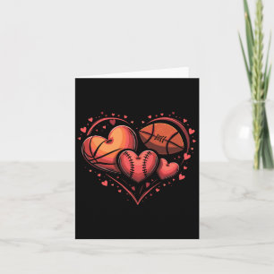 Tarjeta Día de San Valentín Fútbol Baloncesto Béisbol Cora