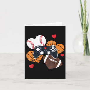 Tarjeta Día de San Valentín Gaming Boys Basketball Hea