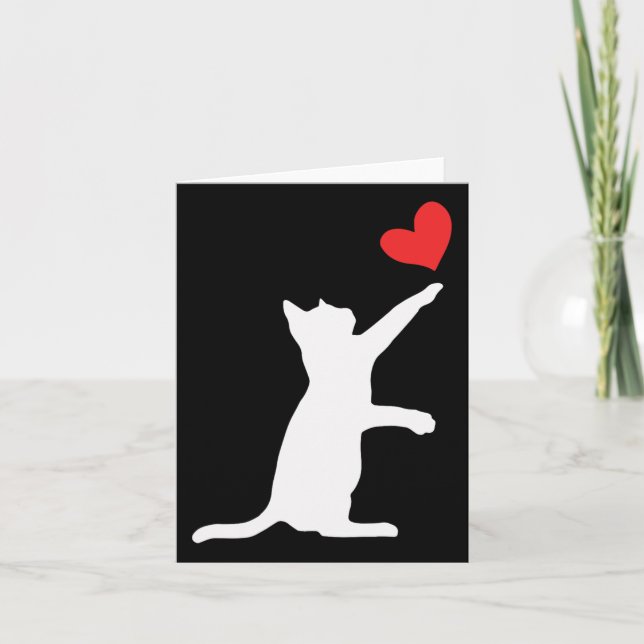 Tarjeta Día de San Valentín Gato Divertido Corazón Bonito  (Anverso)