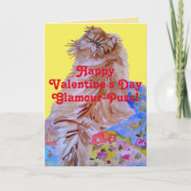 Día de San Valentín Glamour-Puss Fluffy Cat & Quil