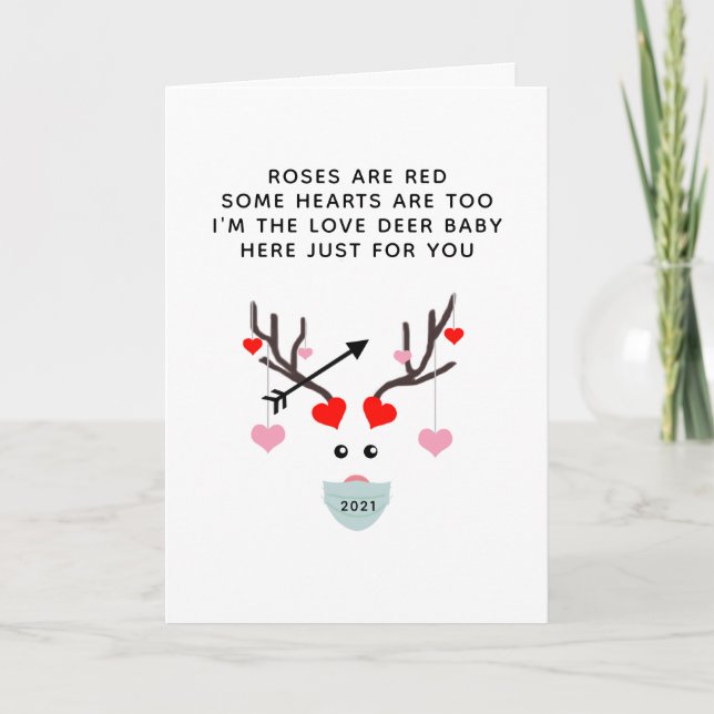 Tarjeta Día de San Valentín gracioso 2021 Love Deer Poem (Anverso)