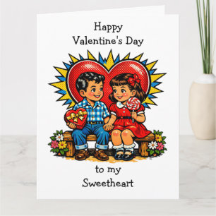 Tarjeta Día de San Valentín Grande Feliz Arte Pop Retro Vi