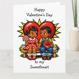 Tarjeta Día de San Valentín Grande Feliz Arte Pop Retro Vi