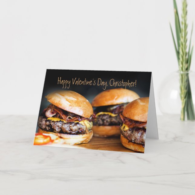 Tarjeta Día de San Valentín Hamburger para ÉL, (Anverso)