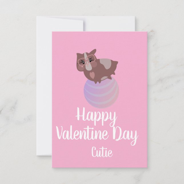 Tarjeta Día de San Valentín Hamster Rosa Lindo  (Anverso)