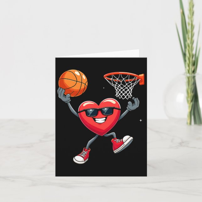 Tarjeta Día de San Valentín Heart Dunking Basketball (Anverso)