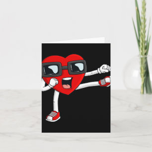 Tarjeta Día de San Valentín Heart Karate Kick Chicas de ni