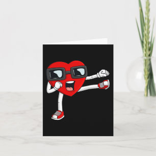 Tarjeta Día de San Valentín Heart Karate Kick Fun Boys Chi