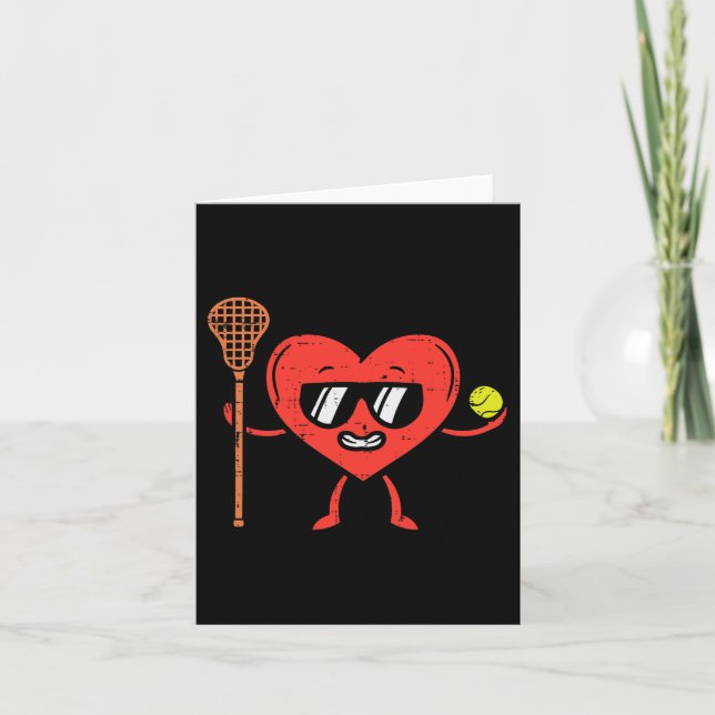 Tarjeta Día de San Valentín Heart Lacrosse Funny Hombres D (Anverso)