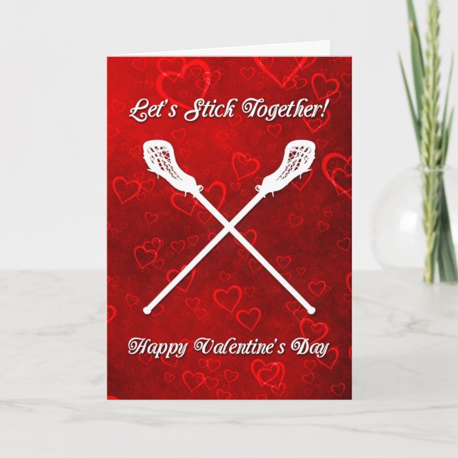 Tarjeta Día de San Valentín Lacrosse Let's Stick T (Anverso)