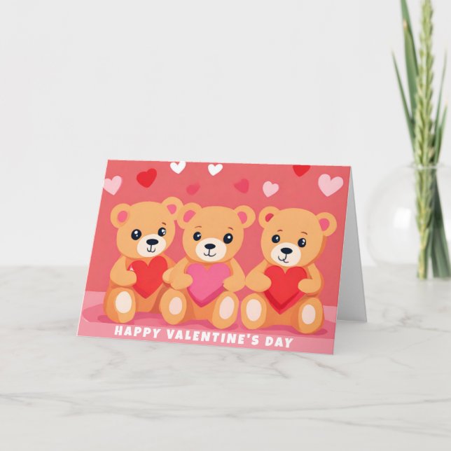 Tarjeta Día de San Valentín lindo Teddy Oso Corazón Rojo R (Anverso)