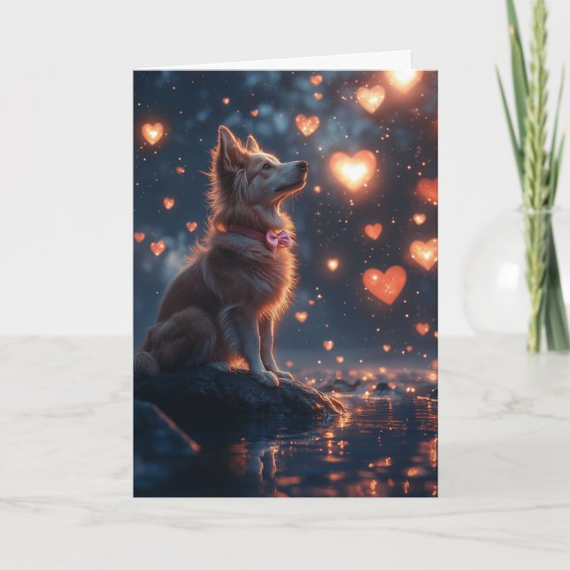 Tarjeta Día de San Valentín Mágico Australian Kelpie (Anverso)