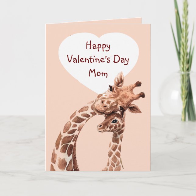 Tarjeta Día de San Valentín Mamá Diversión Giraffe Animal (Anverso)