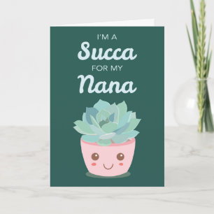 Tarjeta Día de San Valentín Mi Nana con Suculenta Kawaii